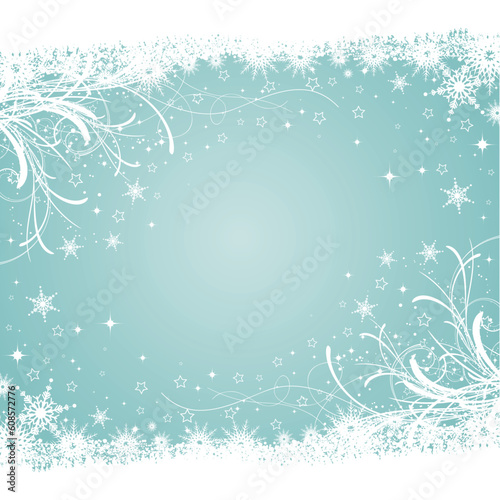 Decorative winter background with snowflakes and stars