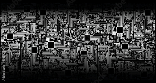 Ornament - electronic circuit boards - silver black theme