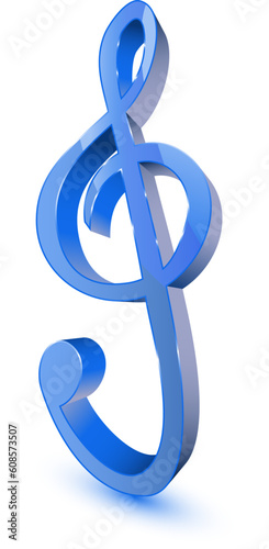 3d treble clef symbol on white background