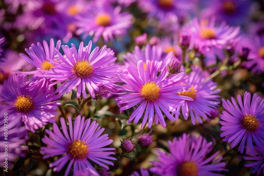 Portrait aster blooms flowers AI Generative Portrait aster blooms flowers AI Generative