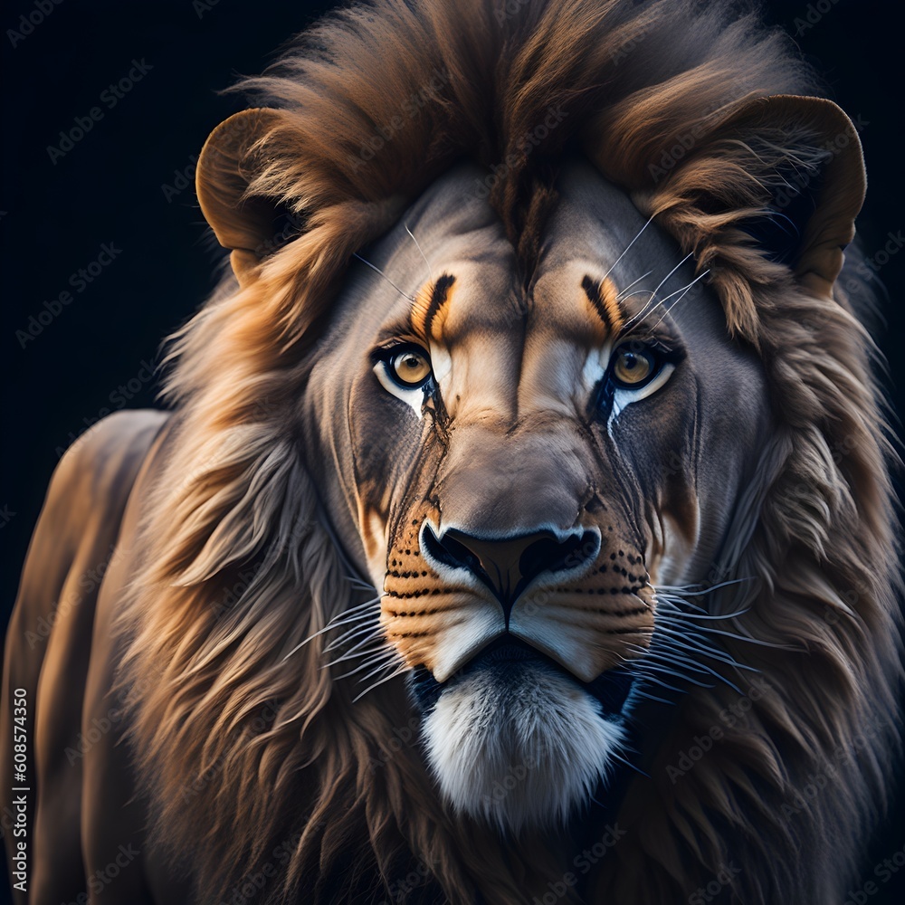 Fototapeta premium lion head portrait Generative AI