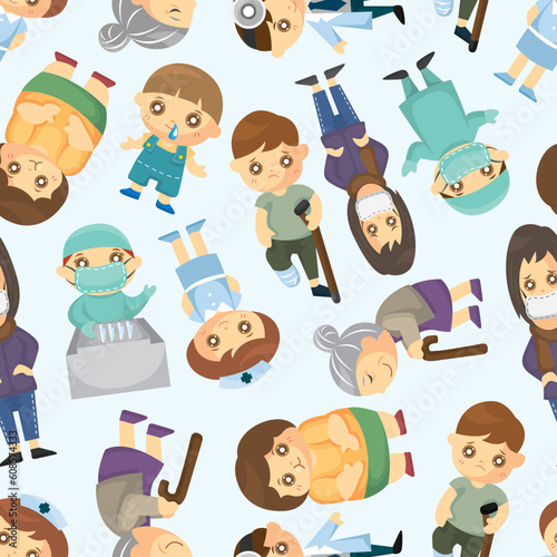Doctors and Patient people seamless pattern