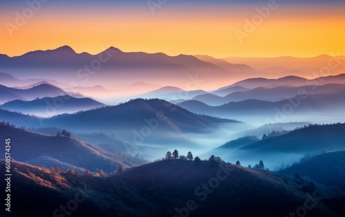 Breathtaking Blue Misty Mountains  Discover the Enchanting Beauty of Nature s Serene Tapestry  Generative AI