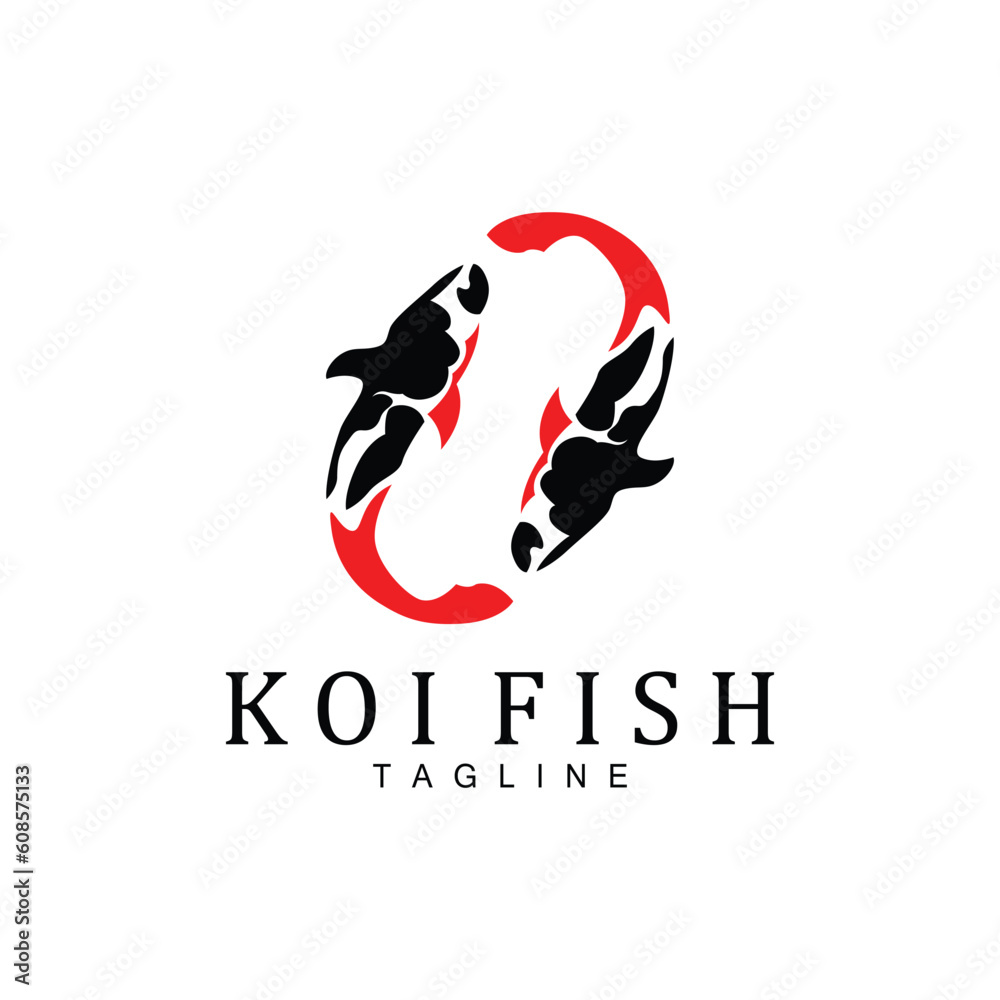 Koi Fish Logo Design, Chinese Lucky And Triumph Ornamental Fish Vector, Company Brand Gold Fish Icon Koi Fish Logo Design, Chinese Lucky And Triumph Ornamental Fish Vector, Company Brand Gold Fish Icon