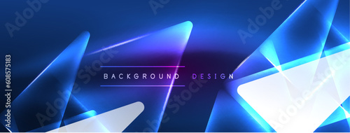 Neon lights hacking geometric background  virtual reality or artificial intelligence concept  cyberpunk geometric template for wallpaper  banner  presentation  background