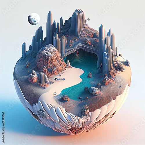 AI generative objects isometric constructions