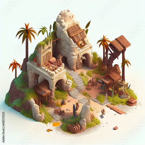 AI generative objects isometric constructions