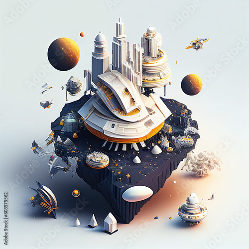 AI generative objects isometric constructions