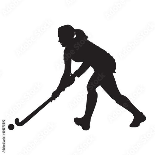 Vector illustration of Field Hockey player isolated ower white background