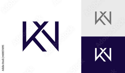 Letter KW initial monogram logo design
