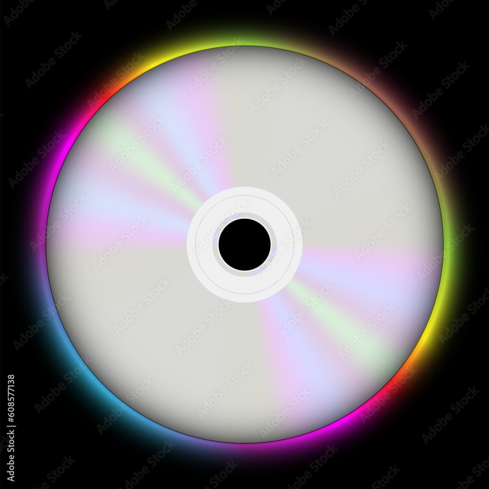 Glowing CD Compact Disc on Black Background Glowing CD Compact Disc on Black Background