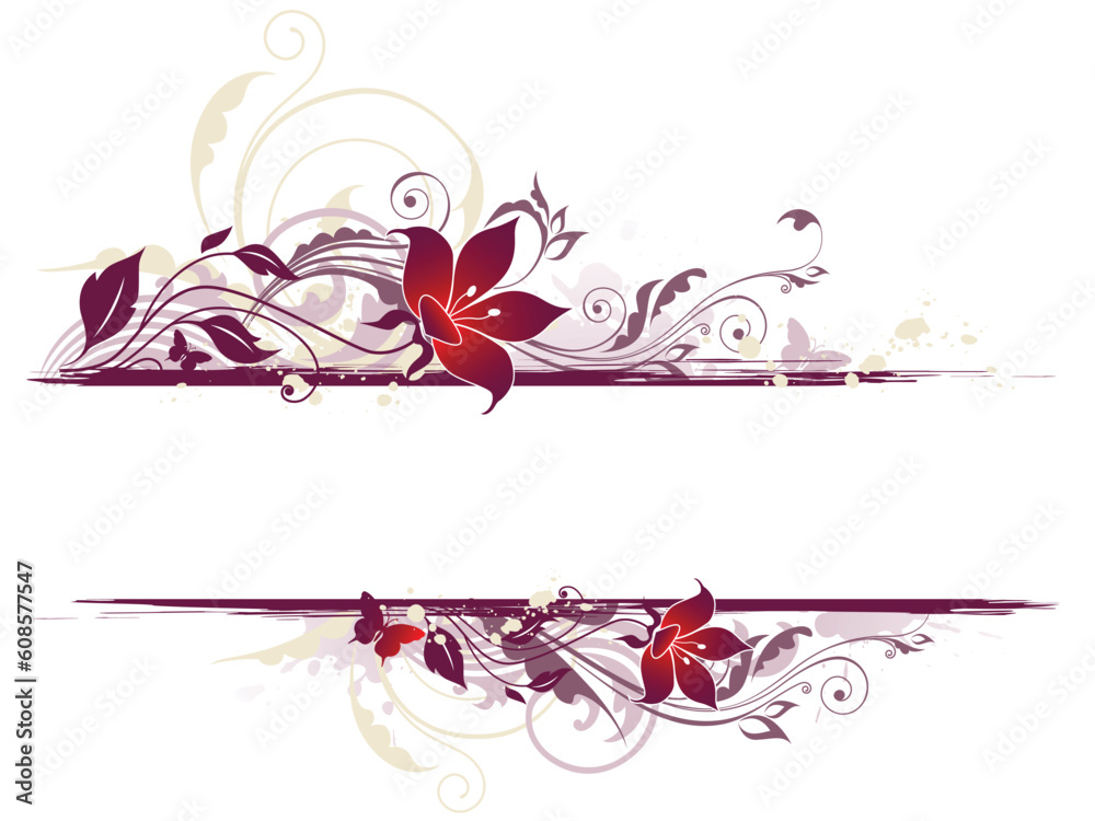 vector floral background with violet ornament and flowers