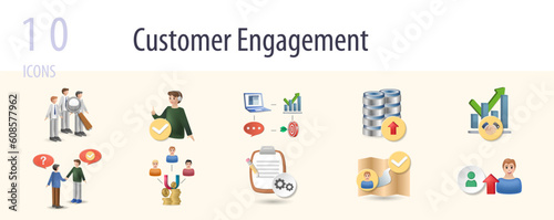 Customer engagement set. Creative icons: consumer behaviour, customer support, crm software, data enrichment, business relations, customer service, demand generation, contract management, customer © Mariia