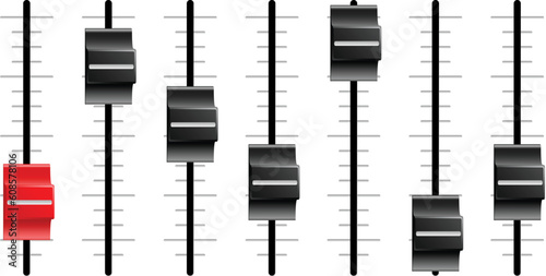 Sliders or faders like those on sound or video control boards