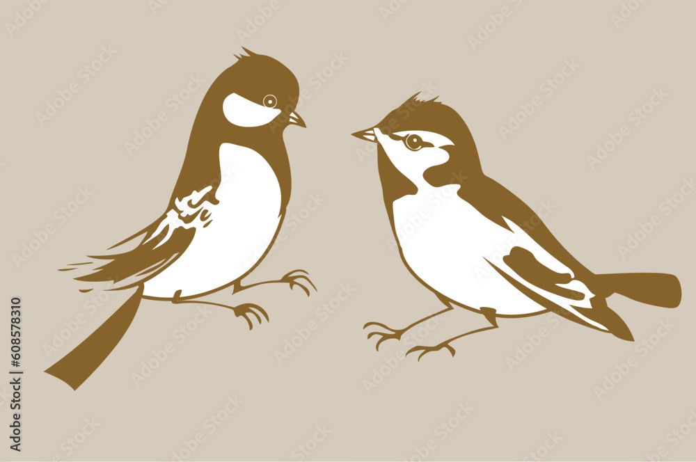 birds silhouettes on brown background, vector illustration birds silhouettes on brown background, vector illustration