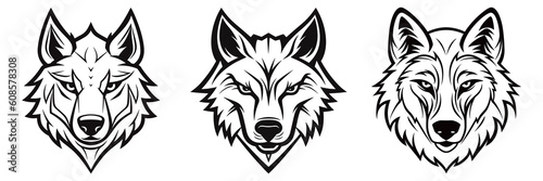 Black line handsome wolf head vector material logo