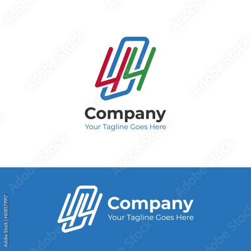 Number 404 Graphic Vector Design in blue and red colors. Anniversary Logo