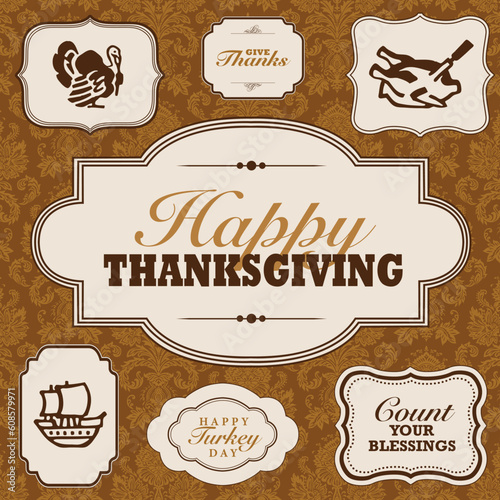 Vector Fall and Thanksgiving Frame Set. Easy to edit. Perfect for invitations or announcements.