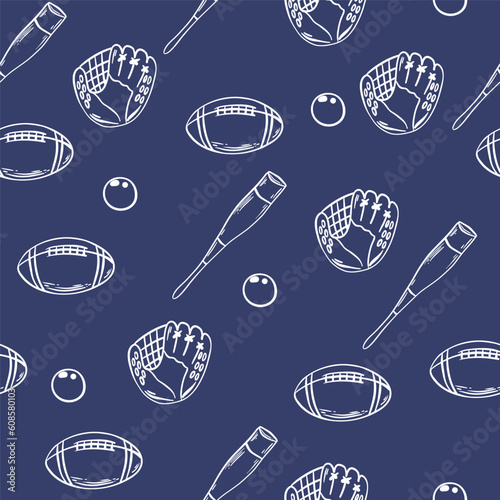 American football wallpaper design vector image. Repeating tile background of rugby balls seamless pattern texture