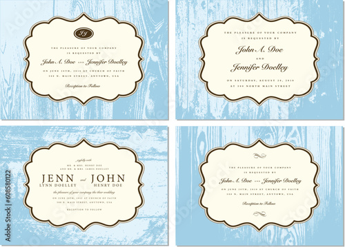 Vector Wooden Frame Set. Easy to edit. Perfect for invitations or announcements.