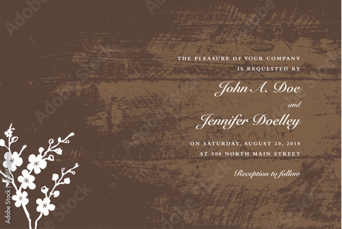 Vector Wood Background with Blossom Ornament. Easy to edit. Perfect for invitations or announcements.