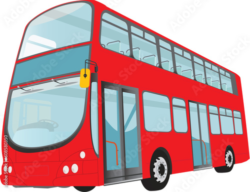фотография London red bus on white background. Vector
