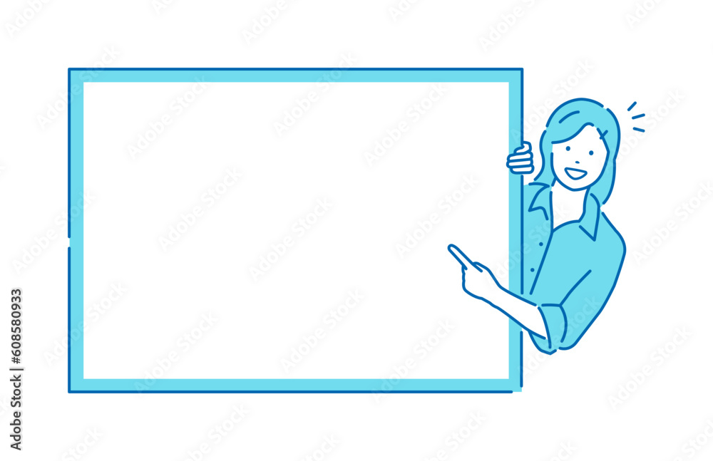 Young woman pointing (intorducing ) vector illustration ( design space ) Young woman pointing (intorducing ) vector illustration ( design space )
