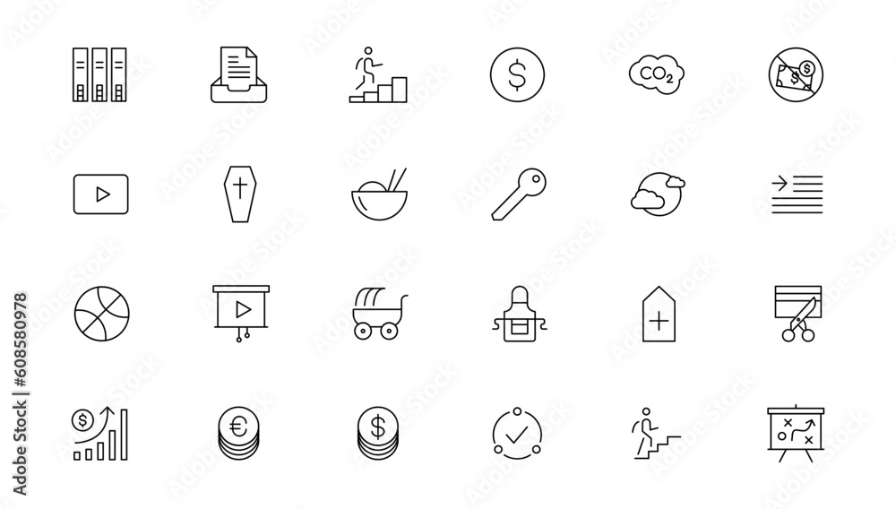 Set of thin line web icon set, simple outline icons collection, Pixel Perfect icons, Simple vector illustration