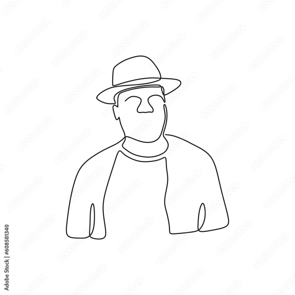 simple drawing on line art people vector