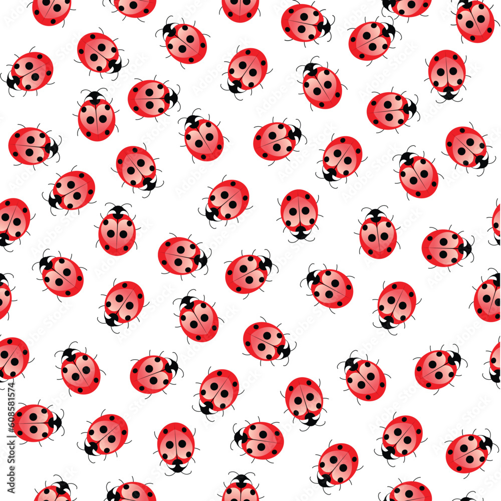 Seamless ladybug pattern. Illustration of a designer on a white background Seamless ladybug pattern. Illustration of a designer on a white background
