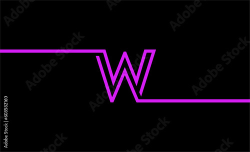 simple graphic design of the letter W with a line model that extends from end to end. with black background and pink design color. suitable for a symbol or logo that uses an aesthetic style.