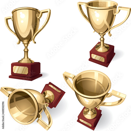 Sport Cup. Set of four views on white background. Vector Illustration