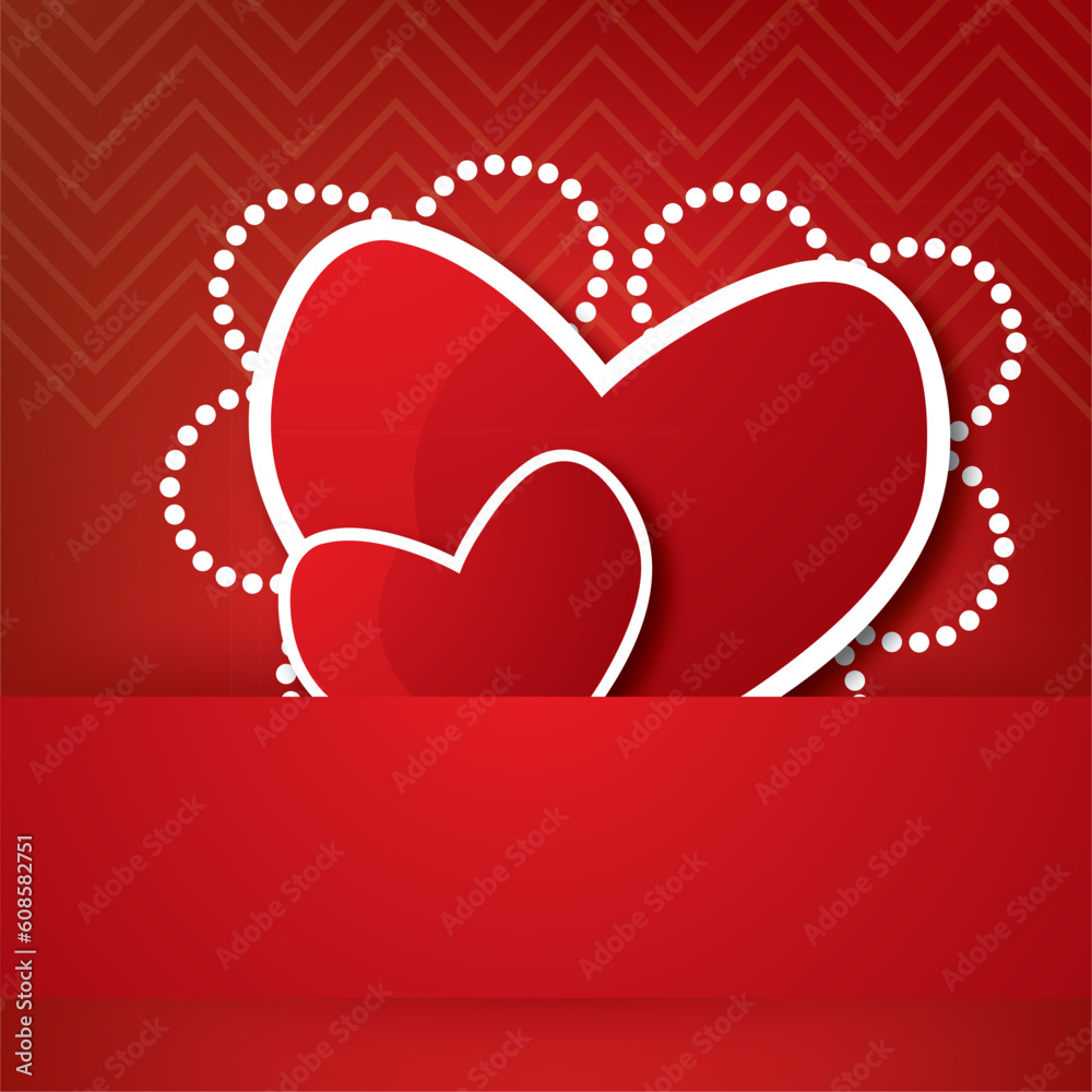 couple of valentine's heart in pocket. vector illustration on red background and place for text. couple of valentine's heart in pocket. vector illustration on red background and place for text.