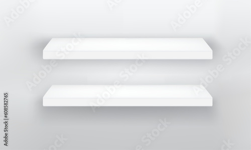 two empty shelf on a wall , vector illustration
