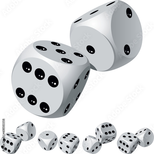 Set of dice rolls. Vector illustration