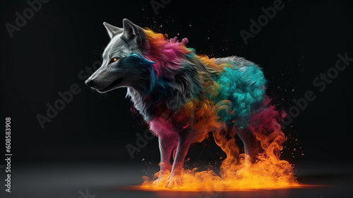 A wolf with flames on its back.generative ai