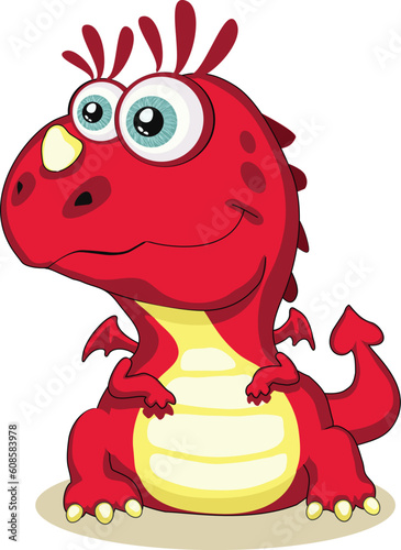 Red cartoon dragon isolated. Vector EPS 8. 5000x6215