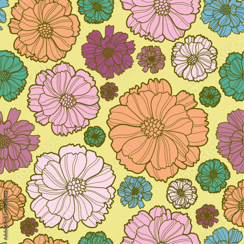 Vector seamless vintage floral botany pattern
