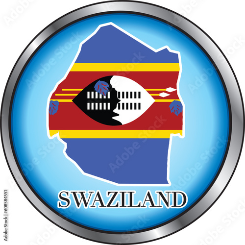 Vector Illustration for the country of Swaziland Round Button.