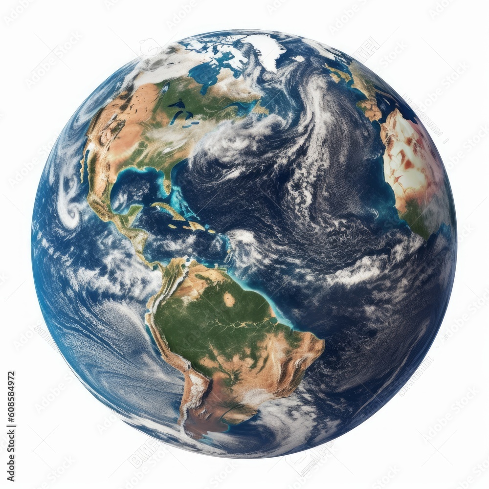 Fototapeta premium Planet Earth globe from space isolated. Generative AI