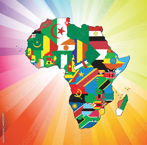 Vector illustration for the continent of Africa. Over 50 countries including several small islands, rivers and lakes not visible unless zoomed in. Very editable if needed.