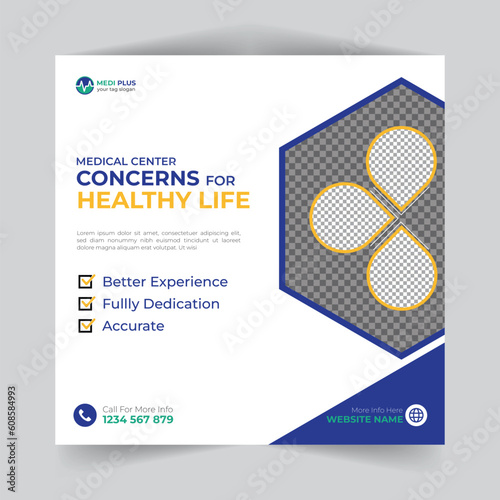 Healthcare marketing social media post template square banners or healthcare flyer 