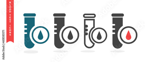 Set Vector lab tube blood test icon isolated on white background minimal logo