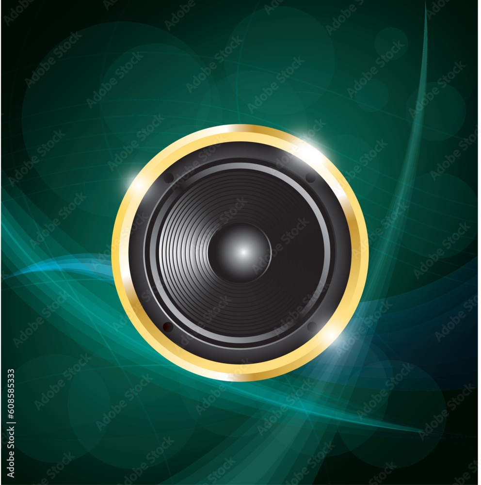 speaker on green neon background. vector illustration