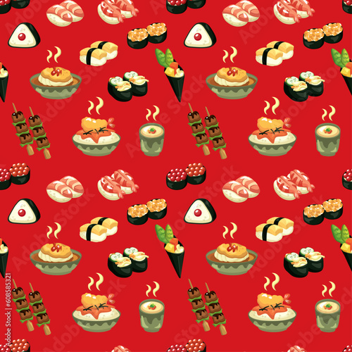 seamless Japanese food pattern