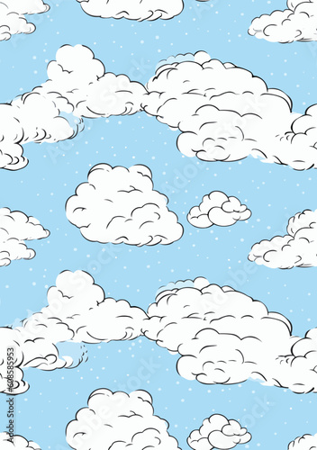 sky drawing pattern in a4/a3 size - seamless tile vector art