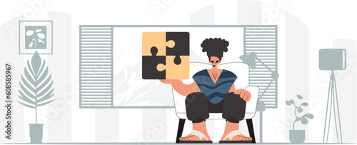 The person is holding a stupor. Collect work subject. Trendy style, Vector Illustration