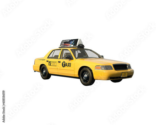 3d render yellow taxi cab