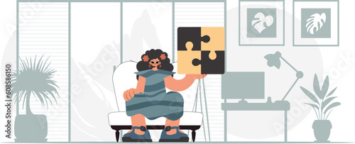The unending woman is holding a overpower. Collect work subject. Trendy style, Vector Illustration