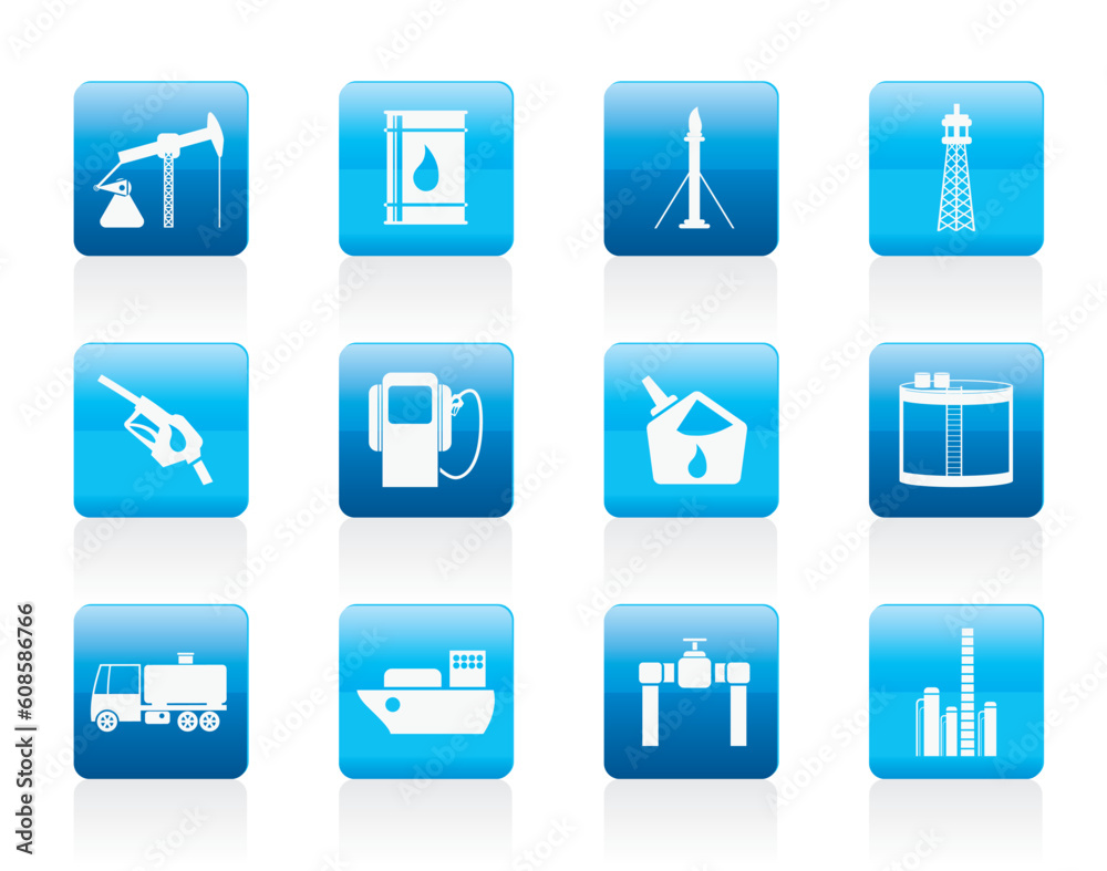 Oil and petrol industry icons - vector icon set Oil and petrol industry icons - vector icon set